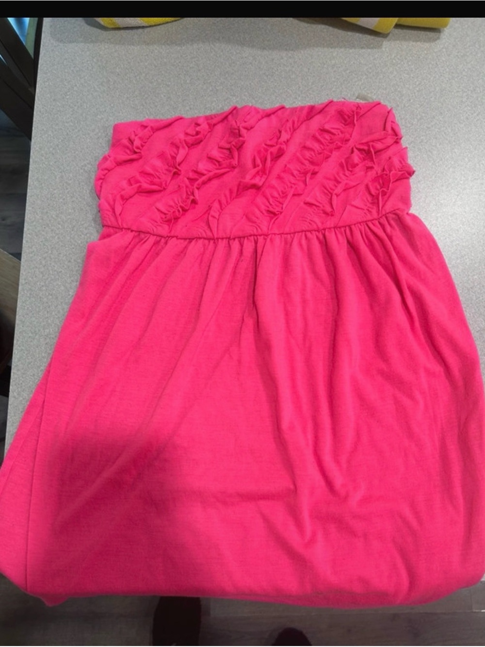Strapless Ruffle Swim Coverup in Hot Pink